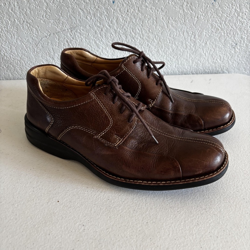 Johnston & Murphy Shoes Mens 9 Brown Leather Sheepskin Lace Up Dress Comfort